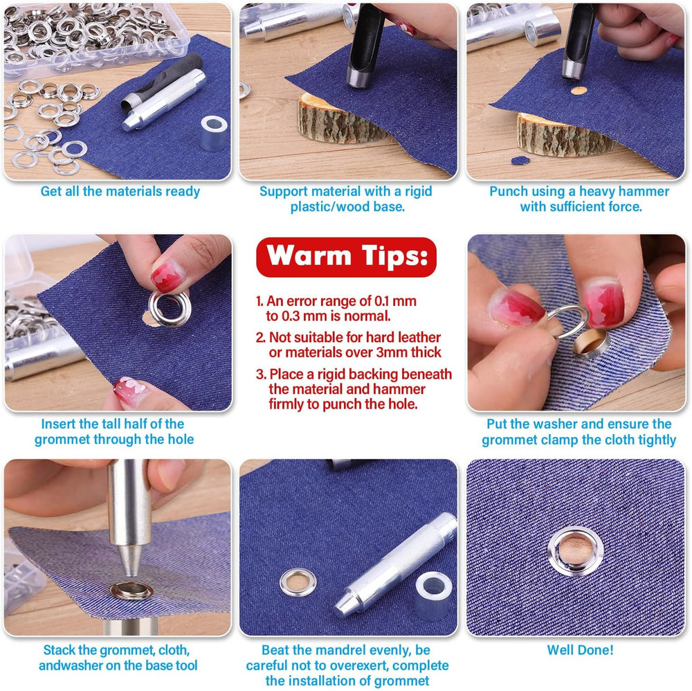 120 Sets Grommet Tool Kit 12.7Mm, Cridoz Grommet Eyelets Kit with Setting Tools