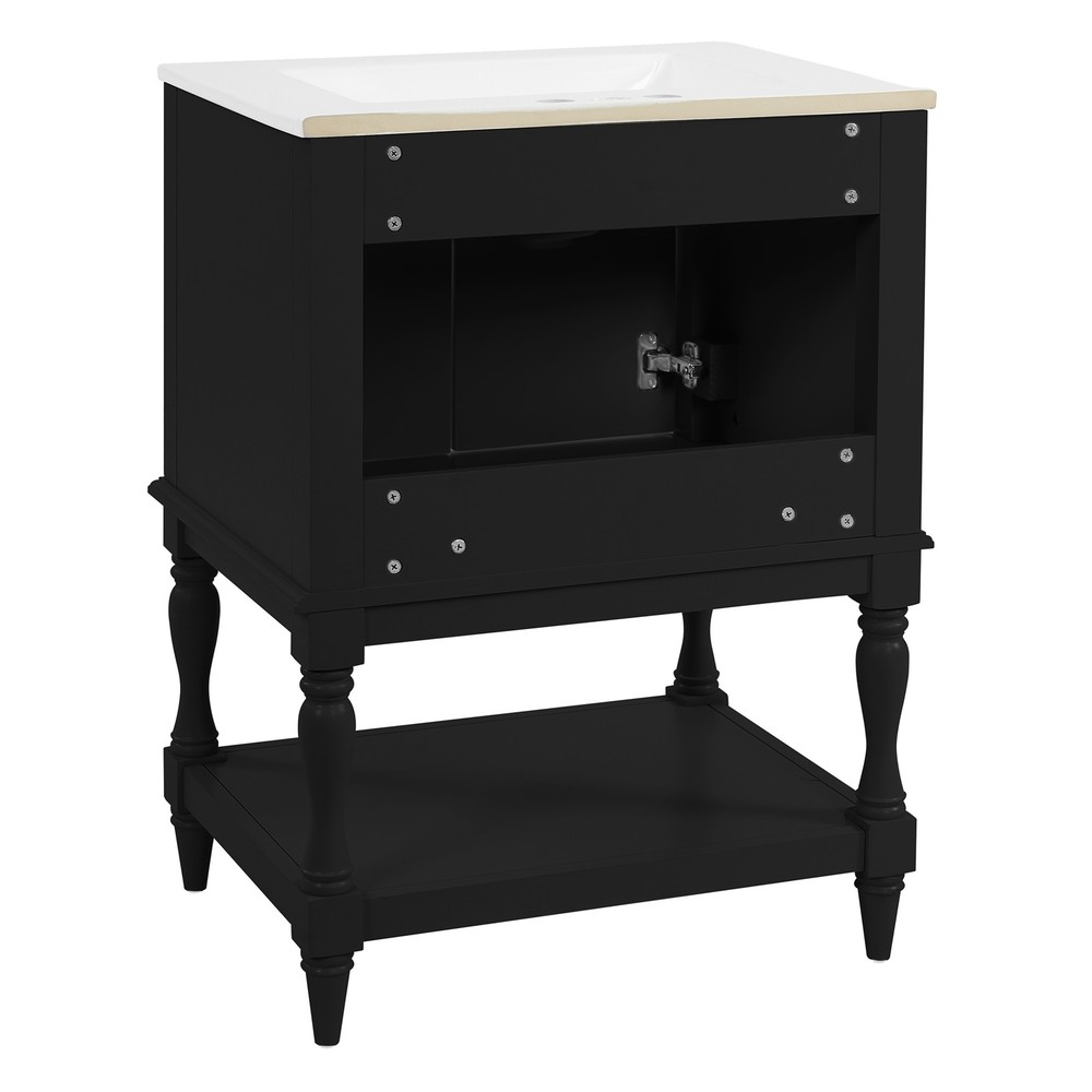FUNIDEE 24" Luxury Bathroom Vanity Storage Cabinet with Ceramic Sink Combo Black