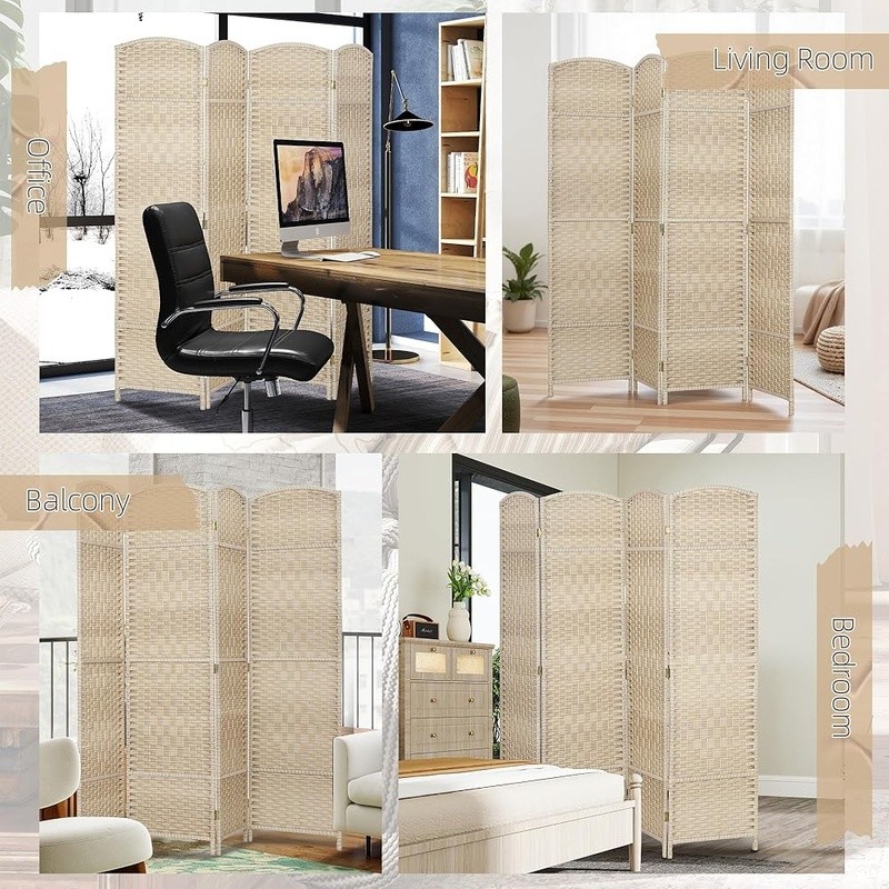 Room Divider Privacy Screen Foldable Lightweight Tear Proof Portable PP Panels