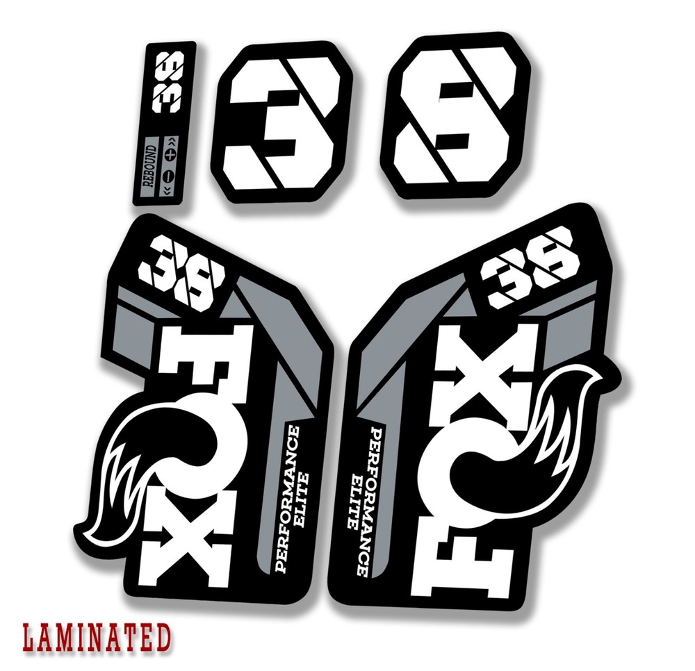 FOX style 38 Performance Elite 2021+  Fork Decals Stickers black white Grey