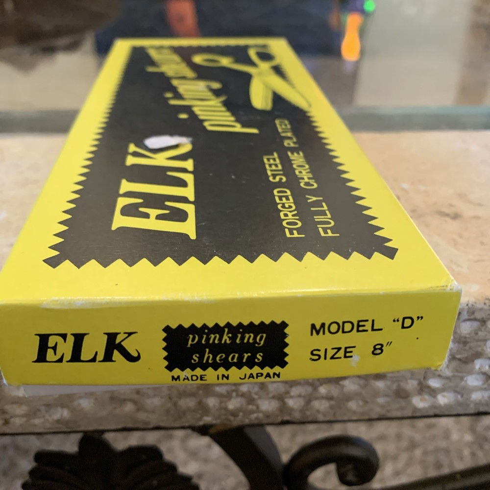Vintage ELK Pinking Shears ~ Size 8" Model D ~ Fully Chrome Plated ~ With Box