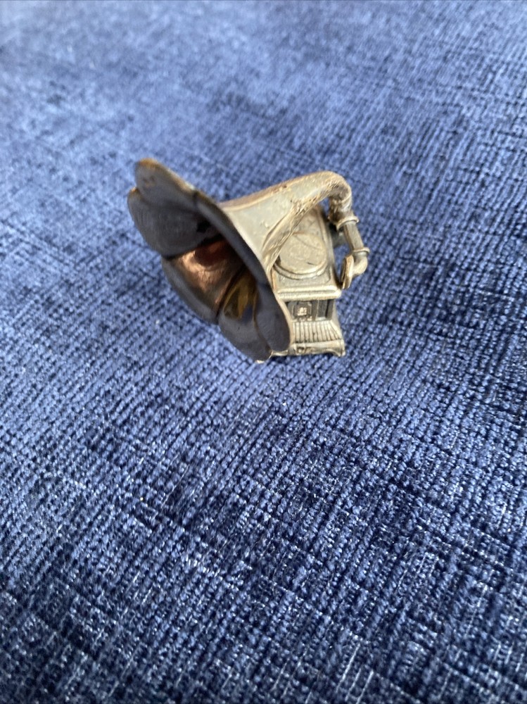 sterling silver miniature gramophone