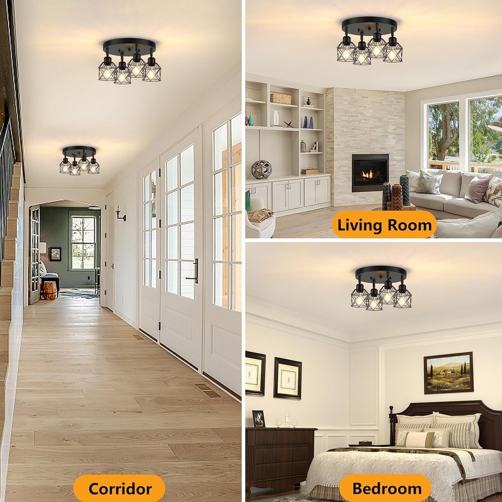 4-Light Kitchen Light Fixtures Ceiling Mount, Adjustable Multi-Directional...