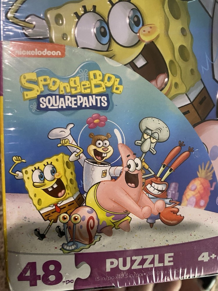 SPONGEBOB SQUAREPANTS  Tin Lunch Box Embossed WITH Puzzle
