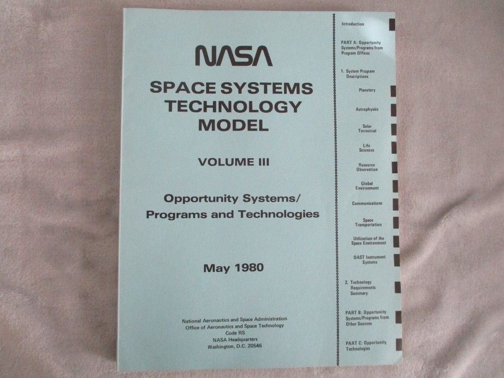 NASA/MSFC PRE-SHUTTLE SPACE SYSTEMS TECHNOLOGY MODEL COMPLETE 3 VOLUME SET -1980