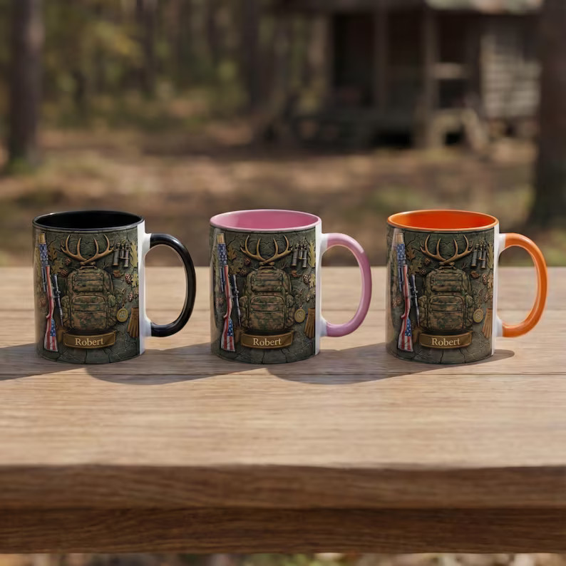 Personalized Name Hunting Mug Custom Hunter Gift Coffee Cup Deer