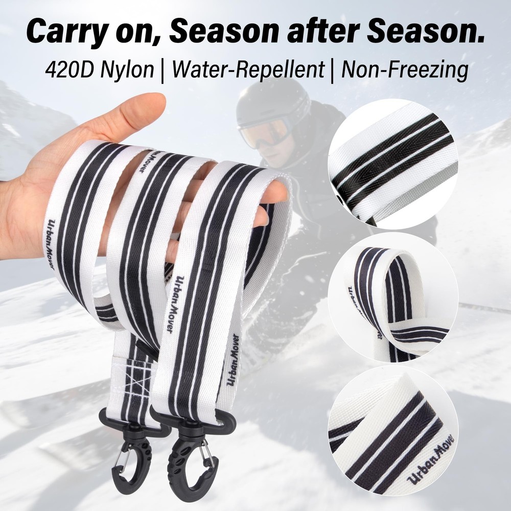 Ski Carrier Strap for Ski and Pole Adjustable Carrying Strap, Padded Shoulder...