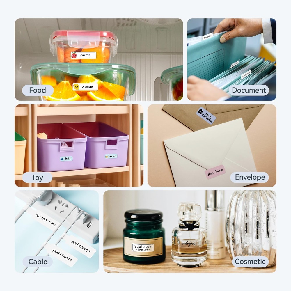 D110 Upgraded Version Mini Label Maker Machine with 3 Tapes, Portable Bluetoo...