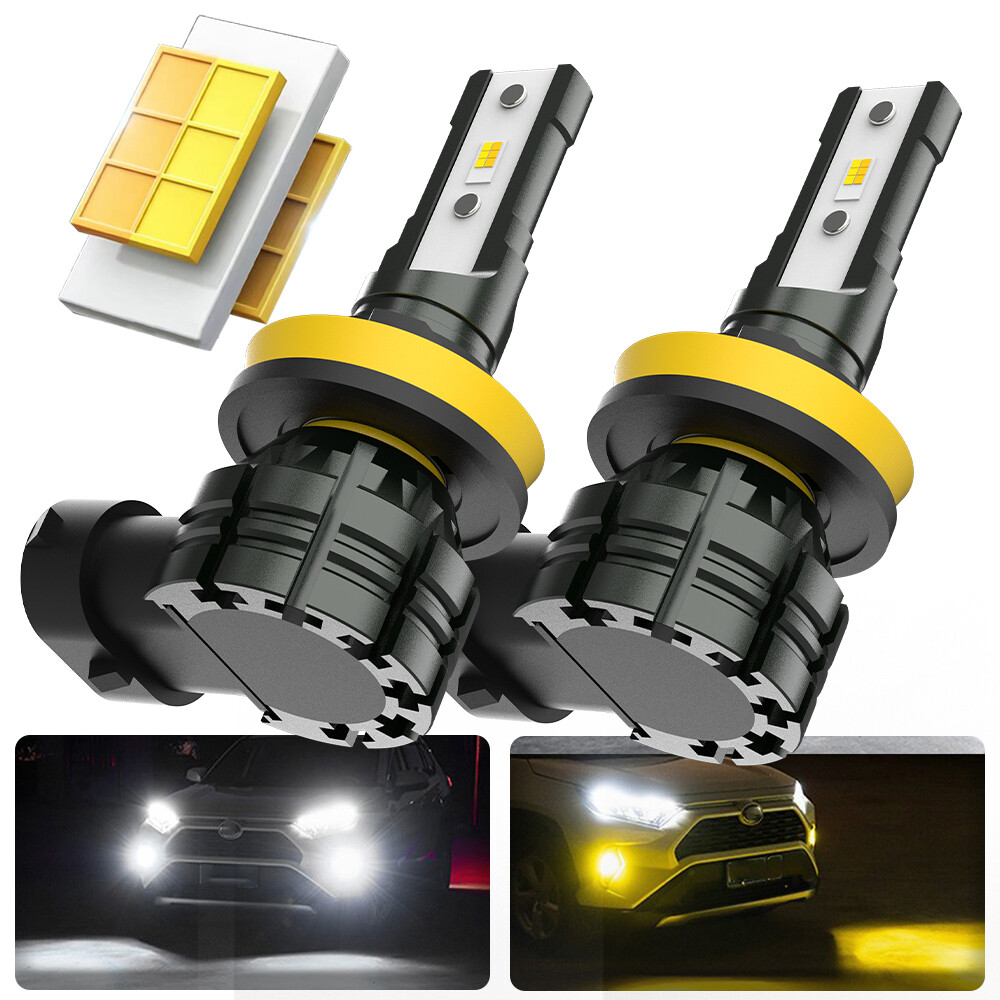 2pcs Switchback H11 H16 H8 LED Fog Light Bulbs Driving Dual Color Yellow White