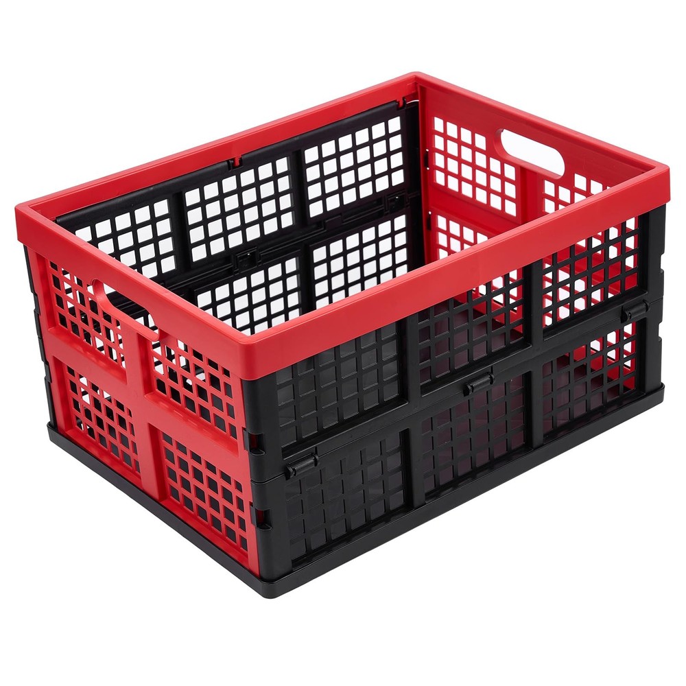 Plastic Collapsible Storage Crates Foldable Bins 30L 3 Pcs