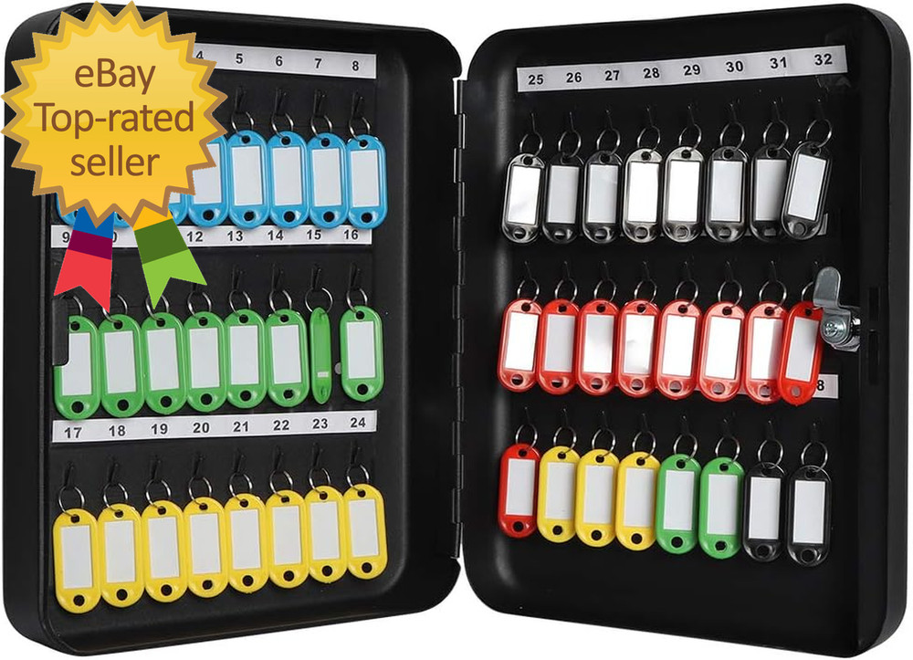 Wall Mount Key Storage Box with Combination Lock, 48 Hooks