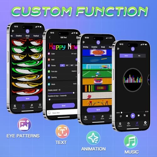 Devil Eyes Light for Windshield, 23"×5" Flexible Bluetooth APP Control