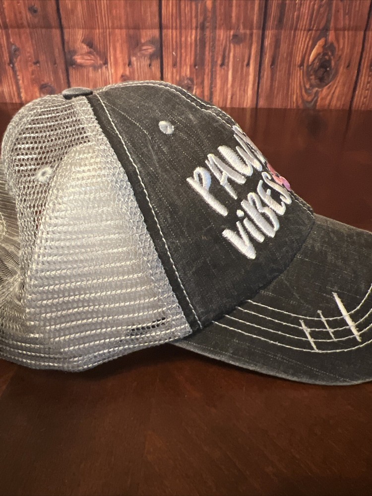 Women Pawsitive Vibes Only Baseball Cap, Washed Adjustable Distressed