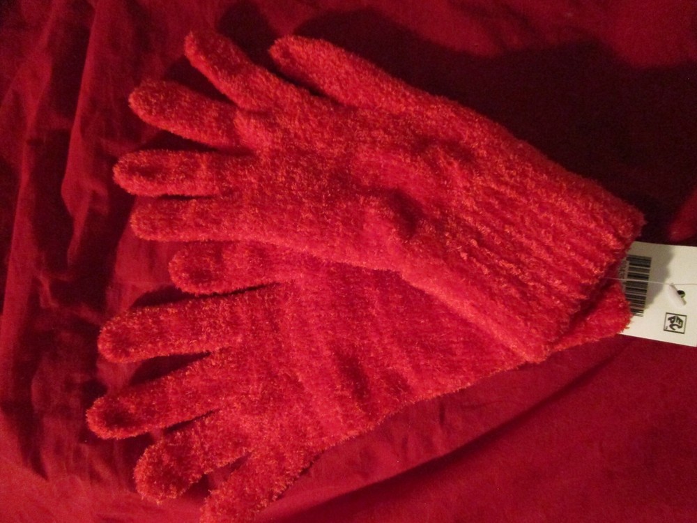 Charter Club Solid Chenille Gloves Red