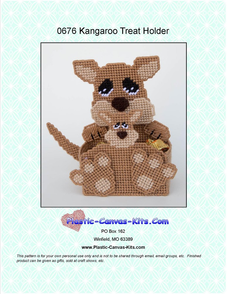 Kangaroo Treat Holder- Plastic Canvas Pattern or Kit