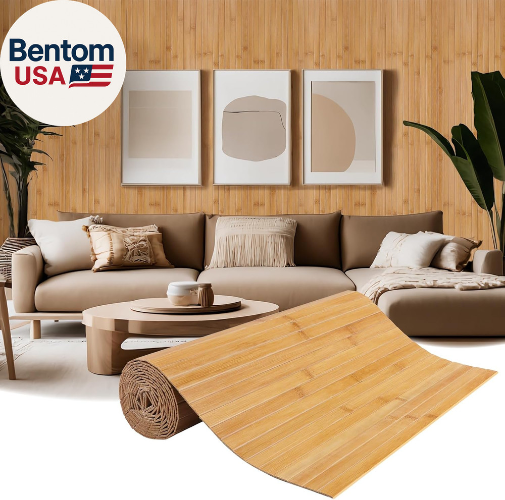 Natural Bamboo Wall Panel for Interior Wall Decor, Pole Wrap Wainscoting Interio