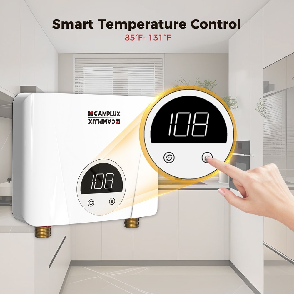 CAMPLUX Electric Tankless Water Heater 120V Point of Use for RV Kitchen Bathroom