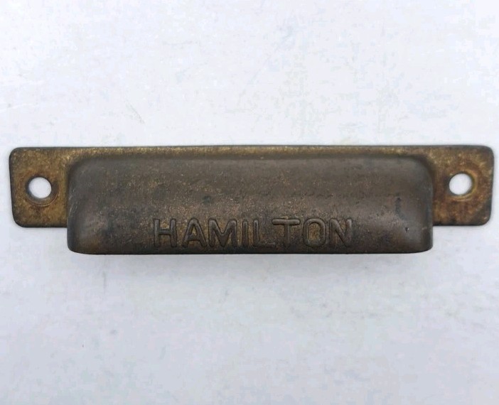 Antique Bin Pull Drawer Printers Cabinet Hamilton Handle Vintage Brass Hardware