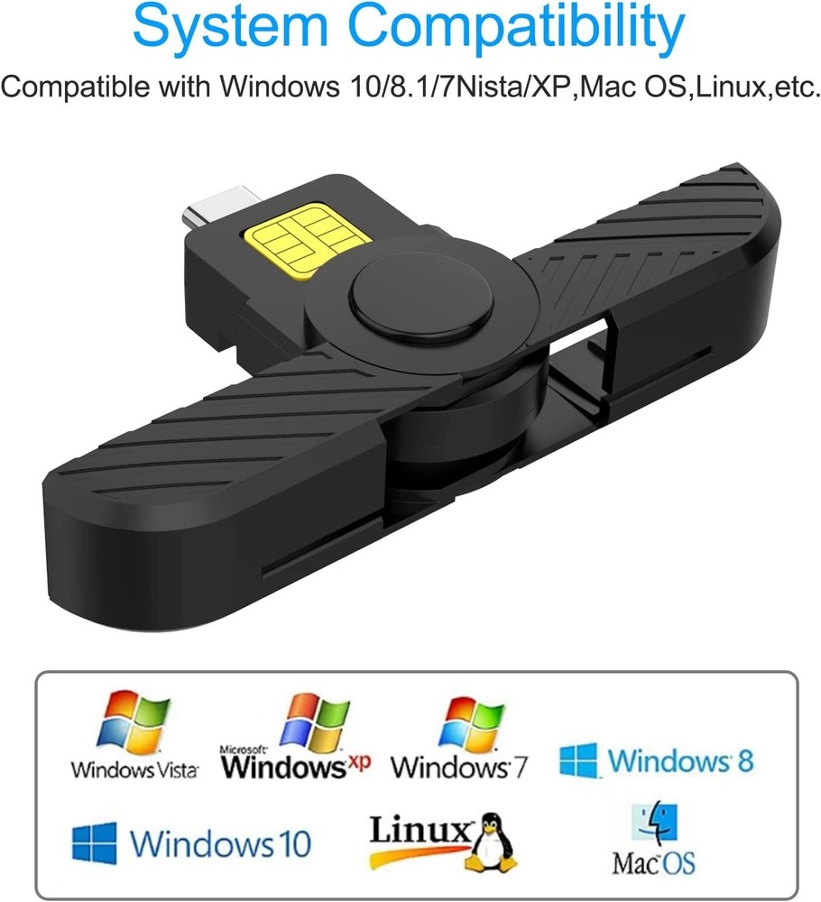 CAC Reader, DOD Military USB C Common Access CAC Card Reader Windows, Mac OS Lin