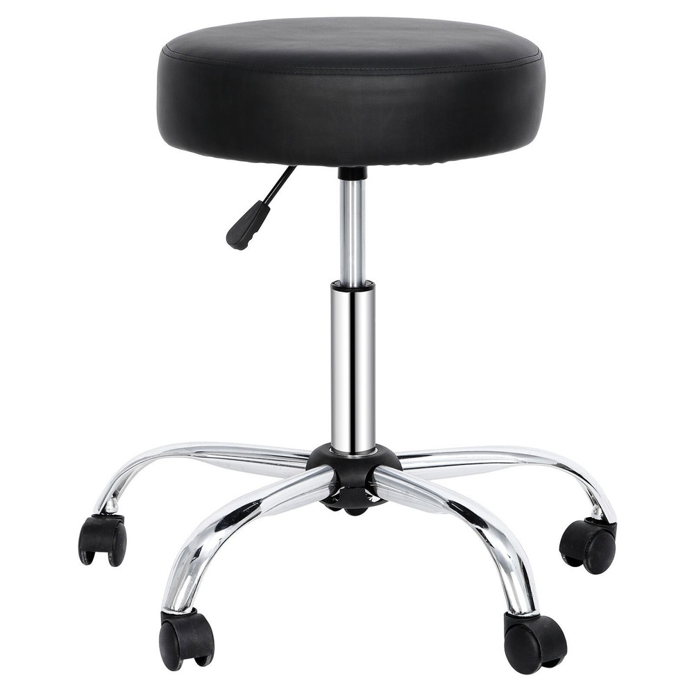 Durable Drafting Spa Bar Rolling Stool w/Wheels Black Multi-Purpose Adjustable