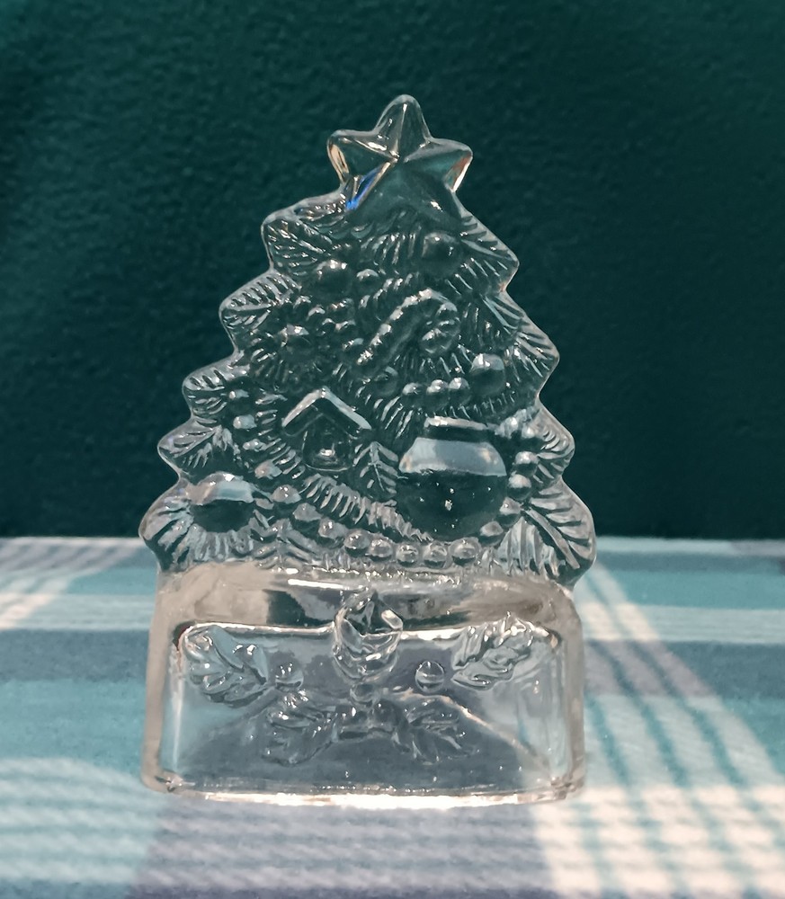 Pressed Glass Christmas Tree Tealight Candleholder
