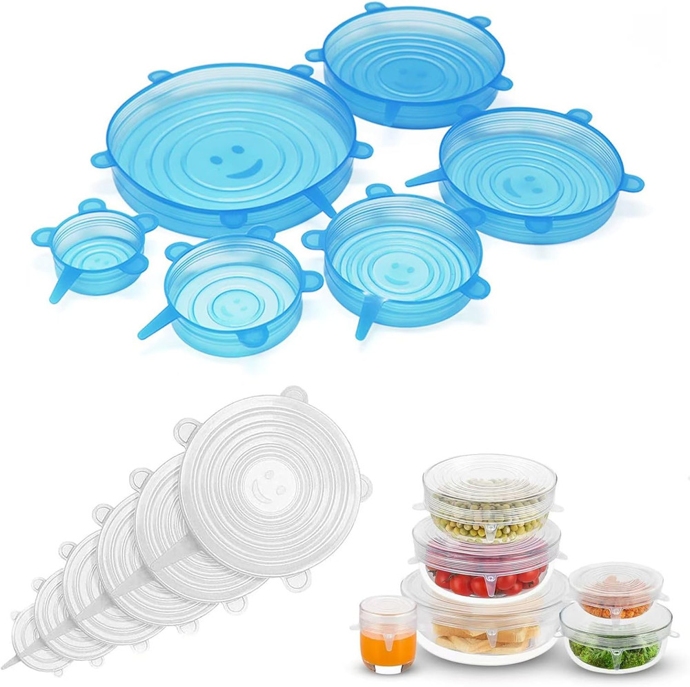 12PCS Silicone Stretch Lids for Food Storage, 6 Specifications of Reusable Silic