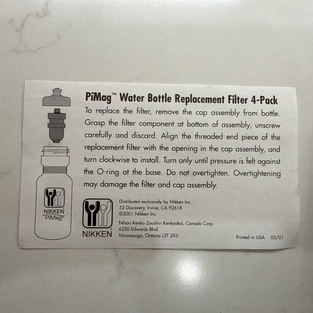 Nikken PiMag Ionic Filtration Water Bottle Filter 2 Pack
