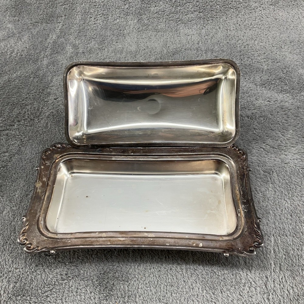 Vintage Crescent Silver Plated Butter Dish