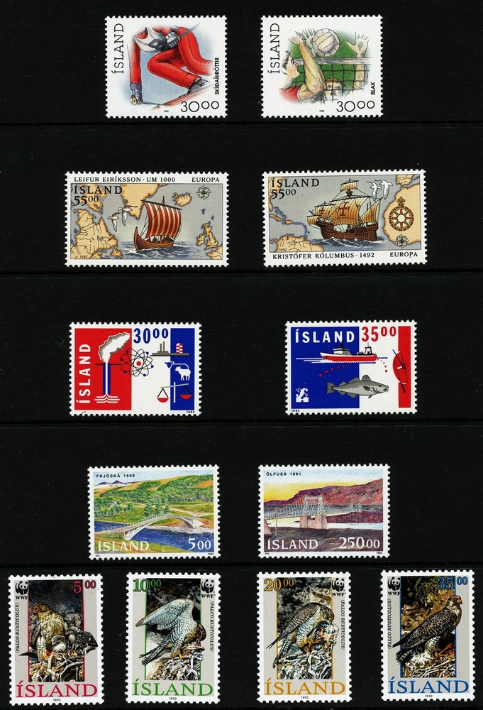 Iceland 1992 Cpl year set. Two scans. MNH