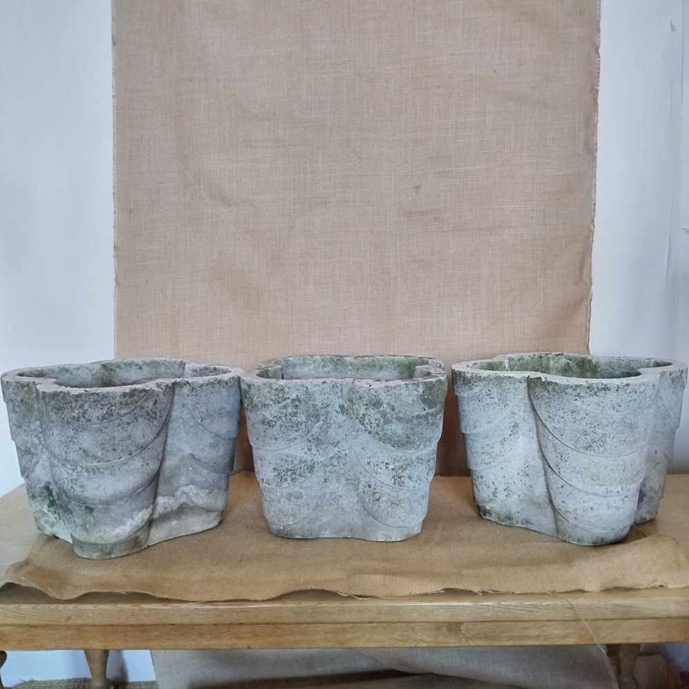 individual mid century cast stone planters