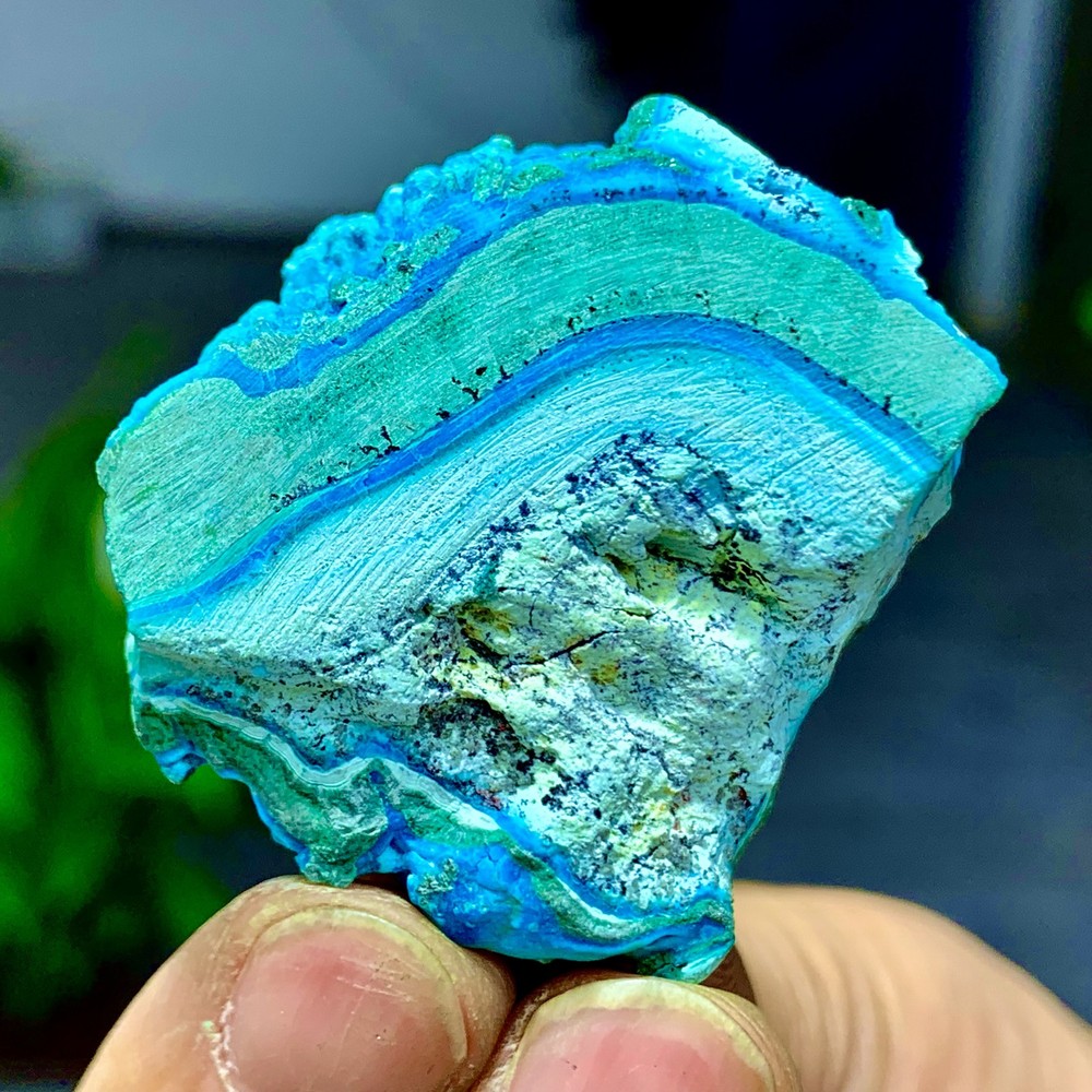 32G Natural Chrysocolla/Malachite transparent cluster rough mineral sample