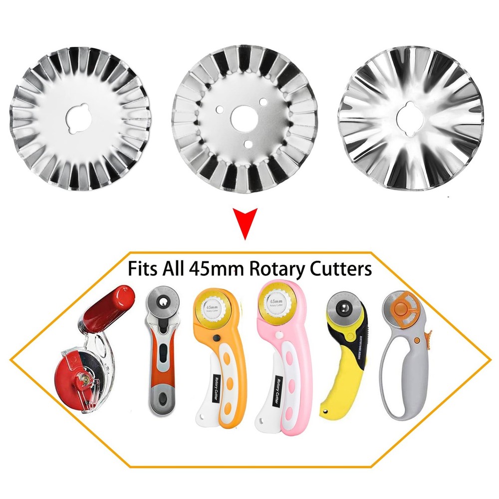 45mm Pinking Rotary Cutter Blades, Wavy Replacement Silver (45mm)