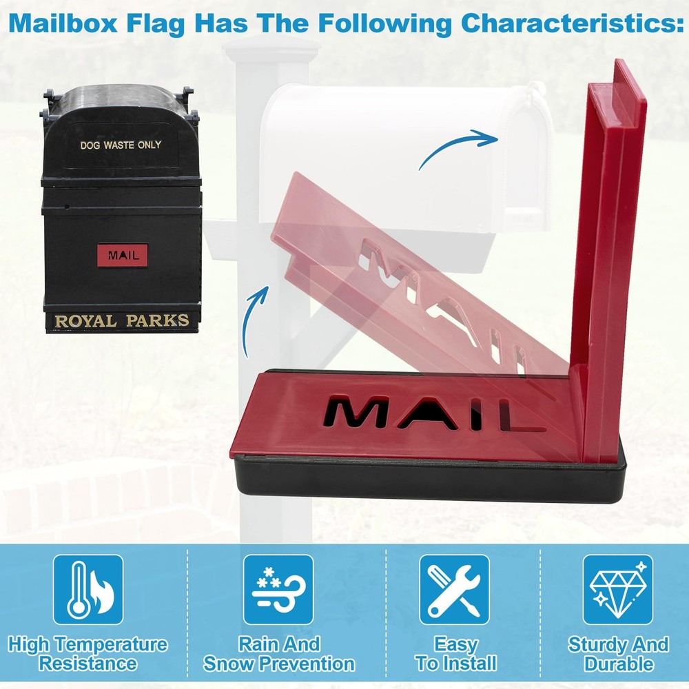 Mailbox Flag Front Mount Brick Stone Mailbox Stylish Replacement 4" x 2" Black