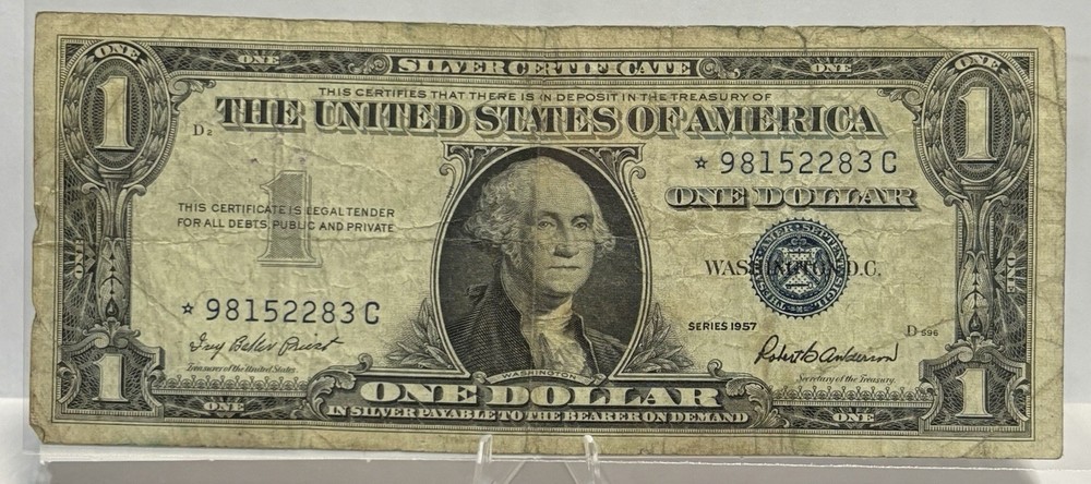 1957 $1 Note Silver Certificate Star Note, #⭐️98152283C! 🔥