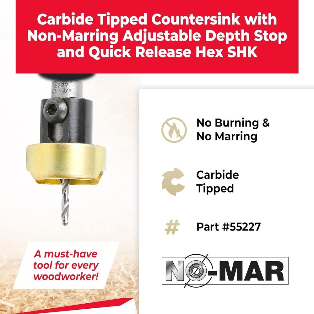 Carbide Tipped Countersink Bit Set with Depth Stop