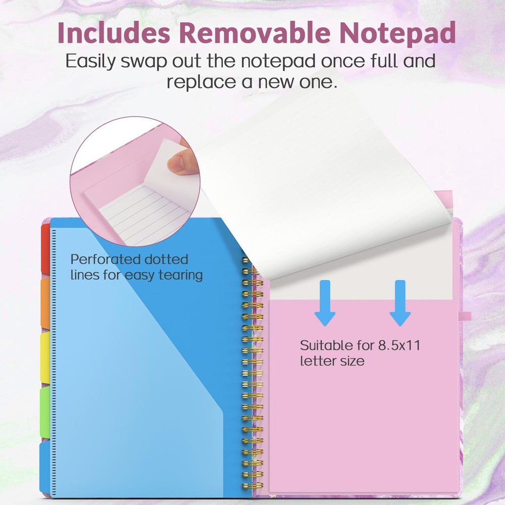 Clipboard Folio with Refillable Notepad, Folder with 10 Storage Pockets for L...