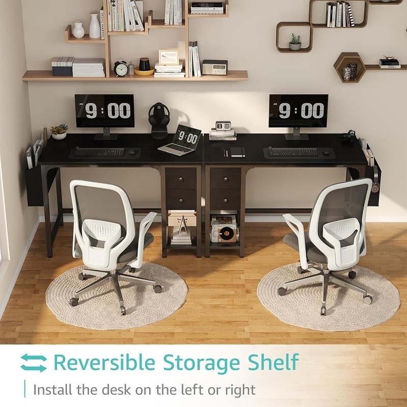 Compact Computer Desk W/ Storage Shelves & Sturdy Structure Home Office New