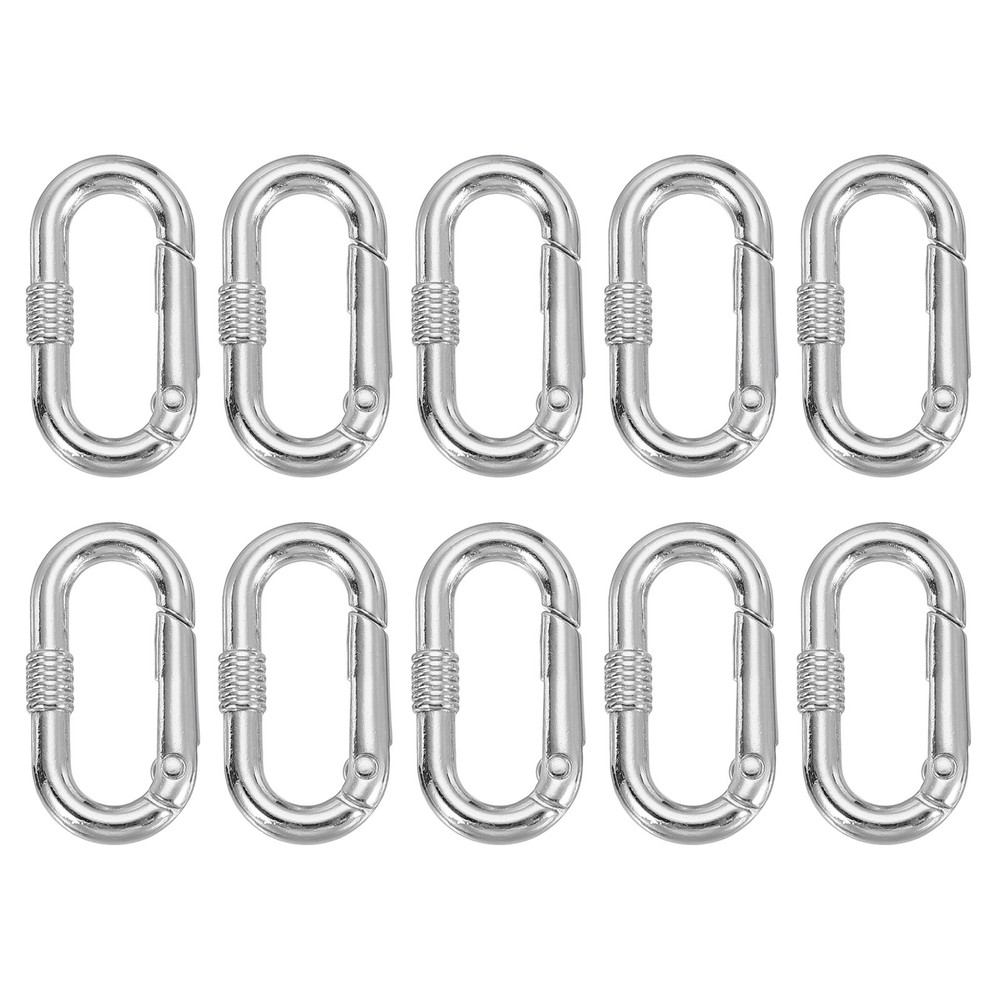 10 Pcs 32mm Oval Shaped Spring Snap Keychain Clip for Purses Silver White