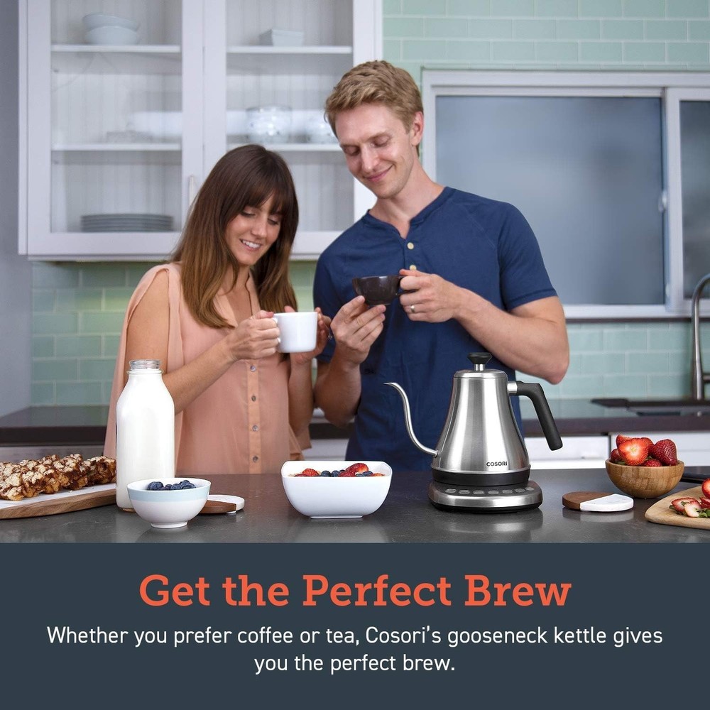 Electric Gooseneck Kettle with 5 Temperature Presets and Quick Heating Function