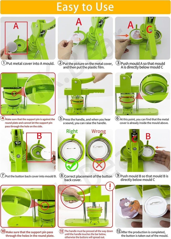 Fun & Functional Button Making Machine for Kids - 200PCS Supplies Included