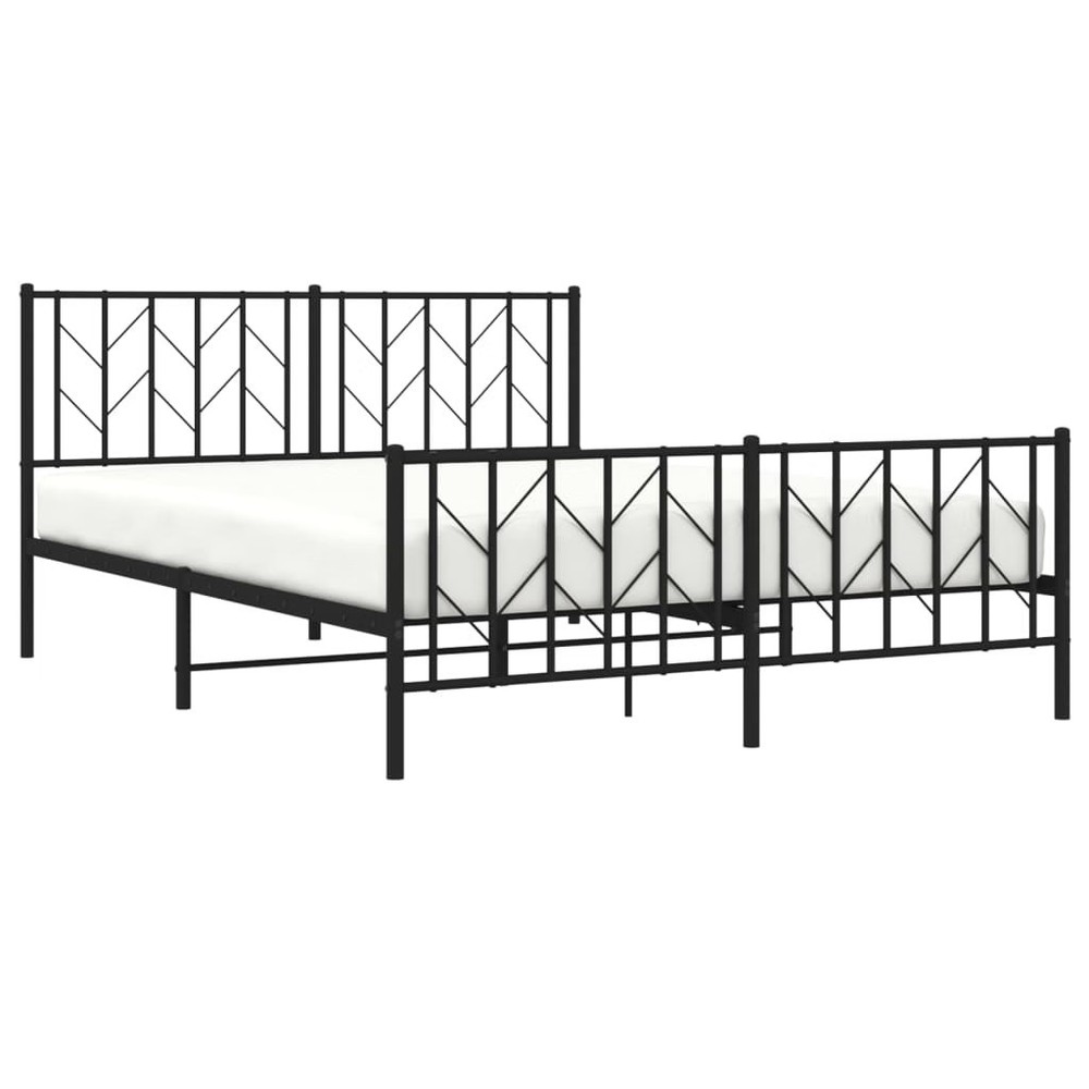 Bed Frame Black Powder-Coated Steel King Size Bed Frame
