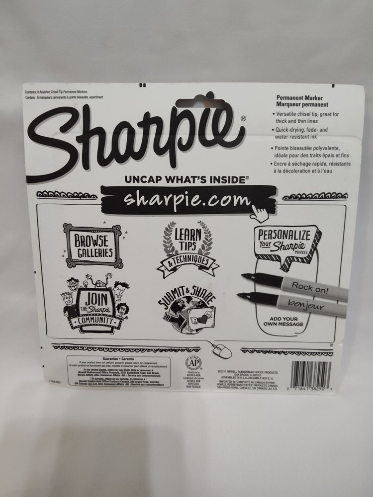 Sharpie Permanent Markers, Chisel Tip, Classic Colors, 8 Count