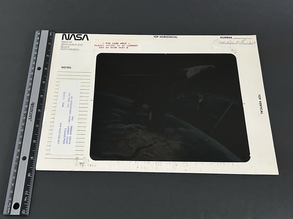 1981 NASA KSC Space Shuttle Orbiter Flight Antenna Presentation Transparency-618