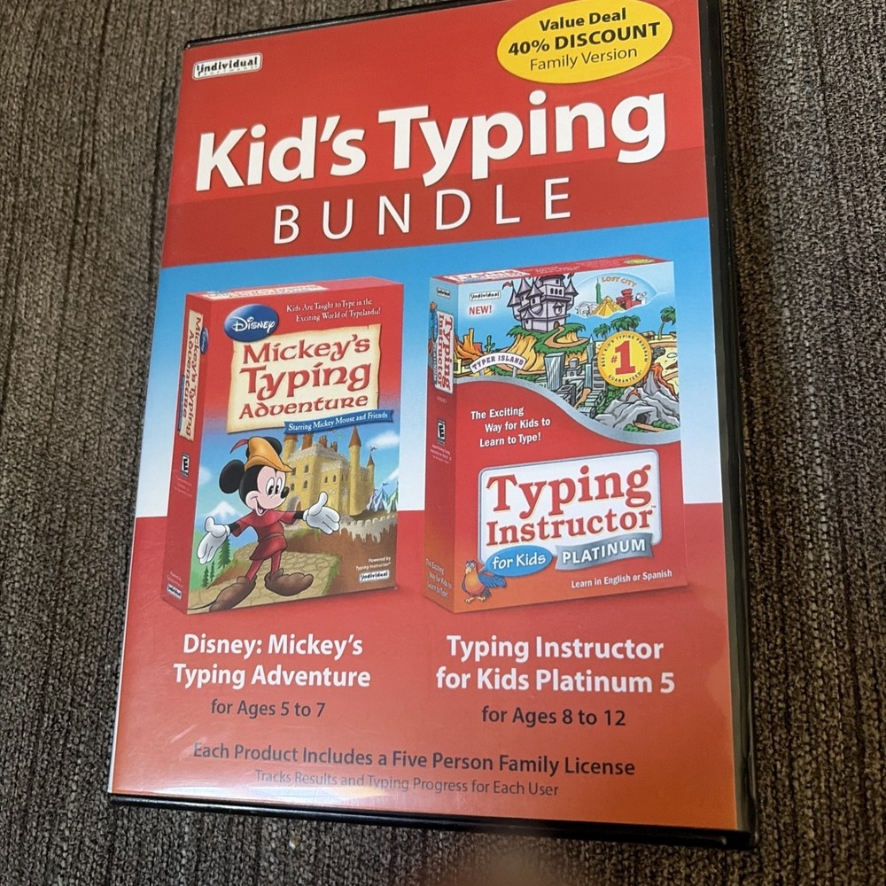 NEW! Kid's Typing Bundle: Mickey’s Adventure & Instructor Platinum - PC Windows
