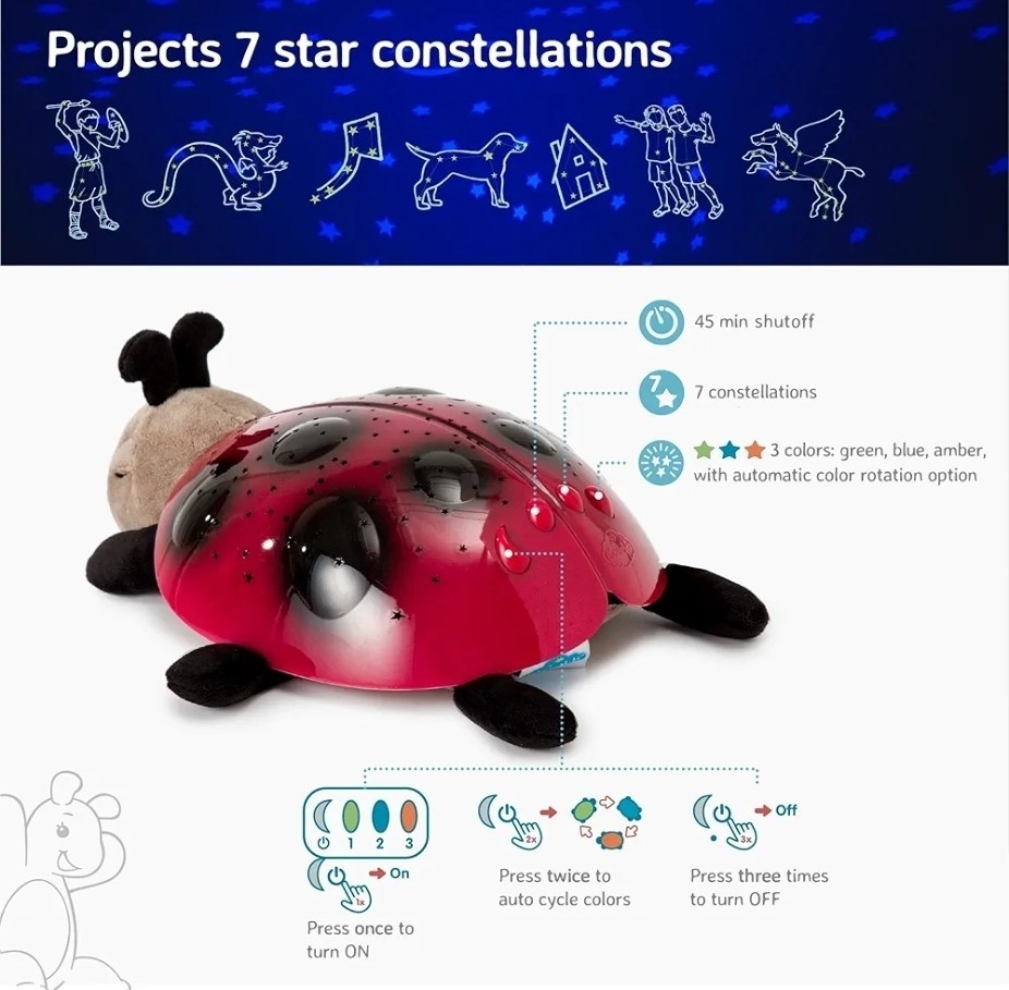 Cloud b Twilight Ladybug Night Light Stars Projector Sleeping Aid Kids. New