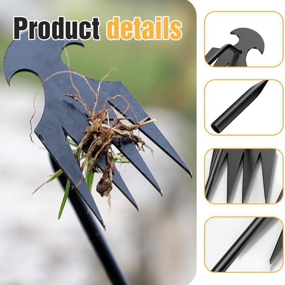 Weed Puller Tool, Uprooting Weeding Tool,4 Teeth Weeding Artifact Uprooting W...