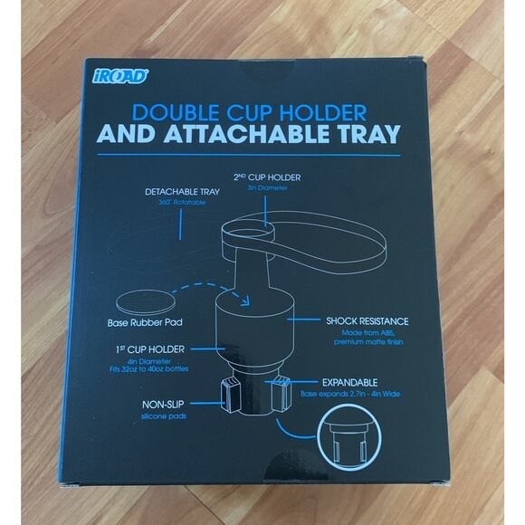 I Road Double Cup Holder and attachable Tray