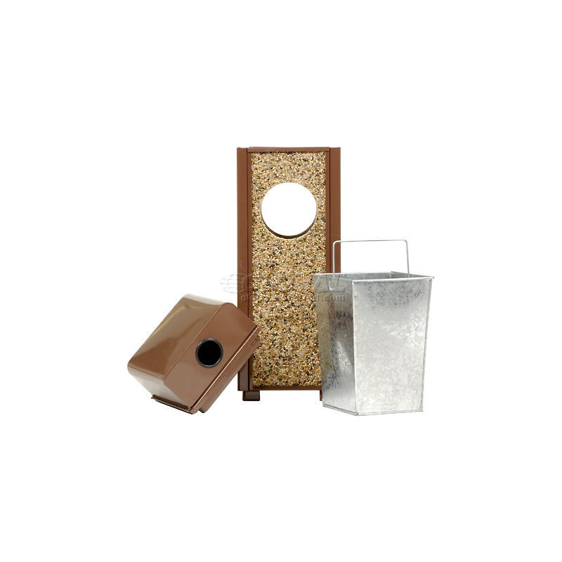 Stone Panel Trash Weather Urn 10-1/4" Square X 28"H Brown