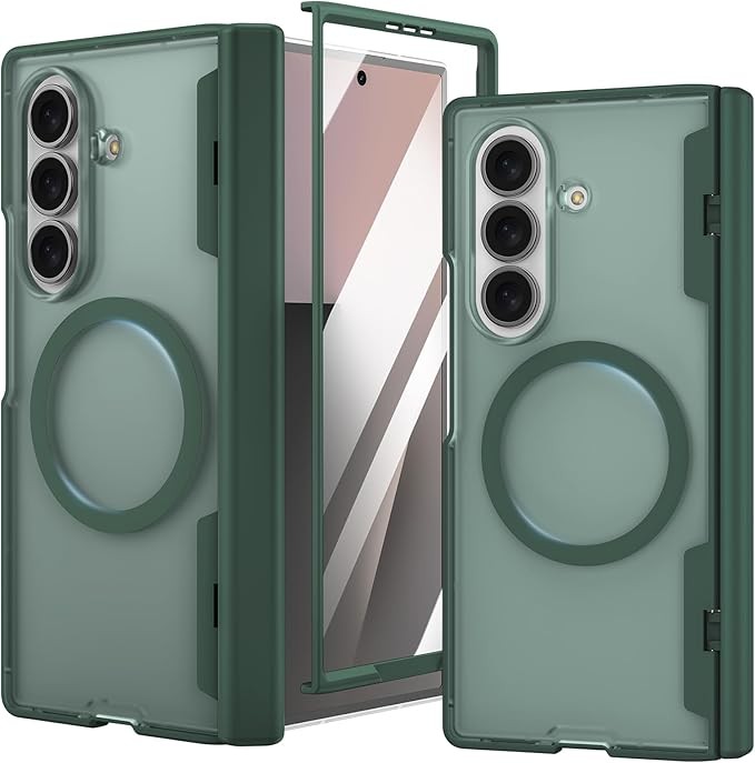 Galaxy Z Fold 7 Case with Built-in Screen Protector & Hinge Protection, Green