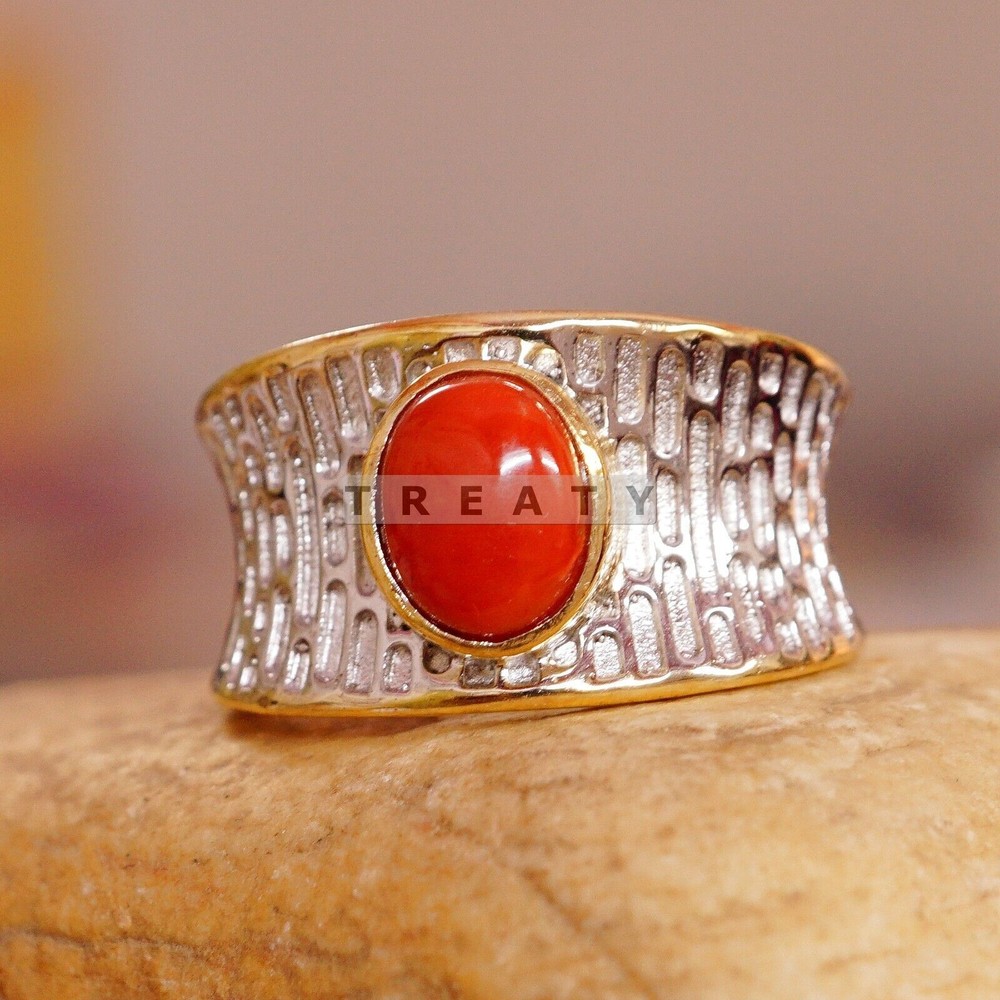 Croal Oval Cut With 14K Solid Gold Ring For Men's #286